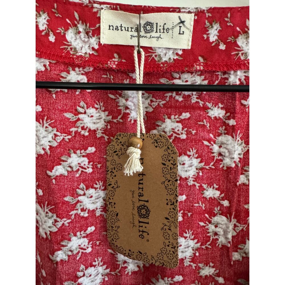 New NATURAL LIFE midi red floral Sophia WRAP dress - L - Picture 3 of 6
